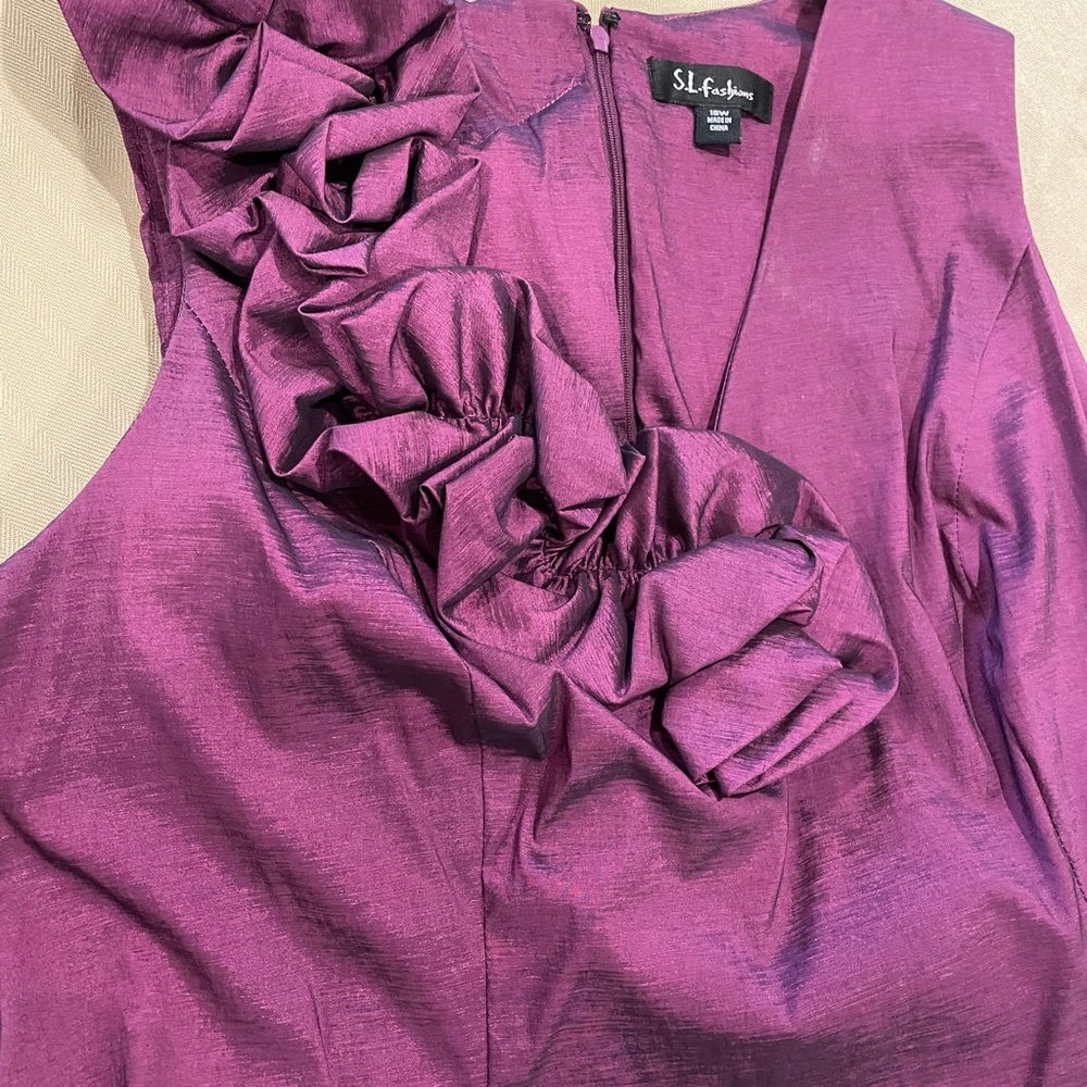 Magenta Party Dress w/ shawl.  40” shoulder to hem.  Also 48” around the hip.